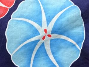 アンティーク　綿麻朝顔模様浴衣